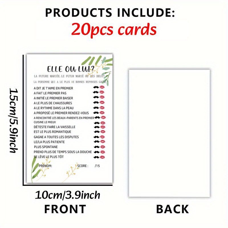 TEMU Cadeau pour elle/lui 20 cartes de fête - Jeux amusants et faciles pour les fêtes, , les de classe, activité de , parfait pour les décorations et