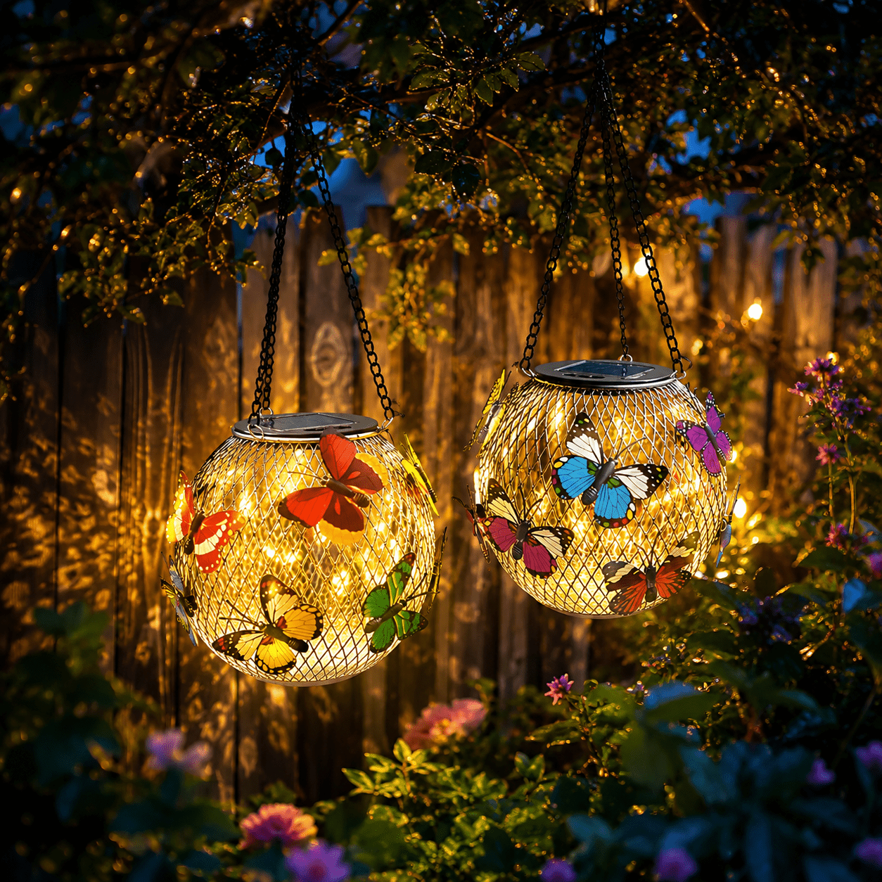 4er Set Solar-Spirallaternen – 16 LEDs Pro Laterne, Warmweiß, Kupferdraht, Hängend, Kabellos, Mit Dämmerungssensor, Für Garten, Terrasse & Balkon