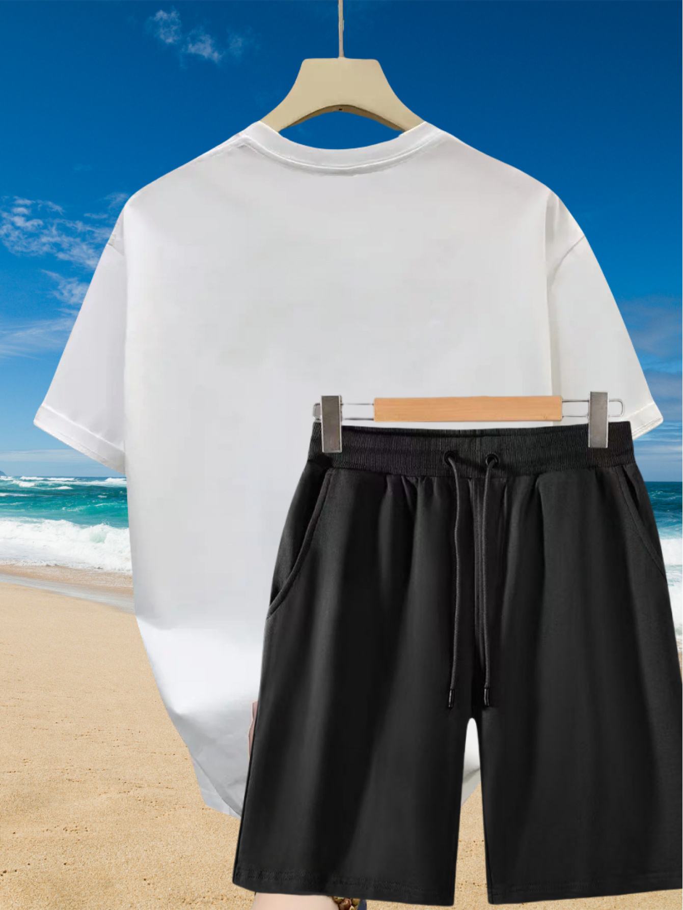 2pcs Men'S Summer Casual Outfit: Relaxed Fit Cotton T-Shirt & Drawstring Shorts Set - Floral Graphic Printed - Sporty, Comfortable, Beach-Ready, Summer Shorts, for Daily & Weekend Casual Wea
