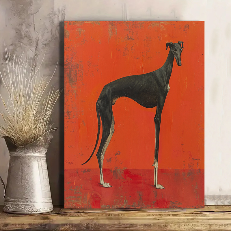 

Minimalist Charm, Chic Black Greyhound Canvas Art Print 12x16" - Wall Decor For Living Room, Bedroom, Office & More - High-quality Canvas Poster, Room Decor