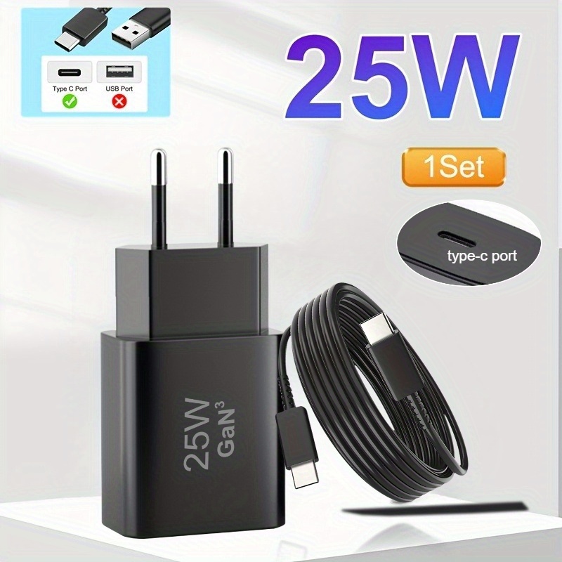 20w usb-c fast charger adapter with 1m c-type cable, compatible