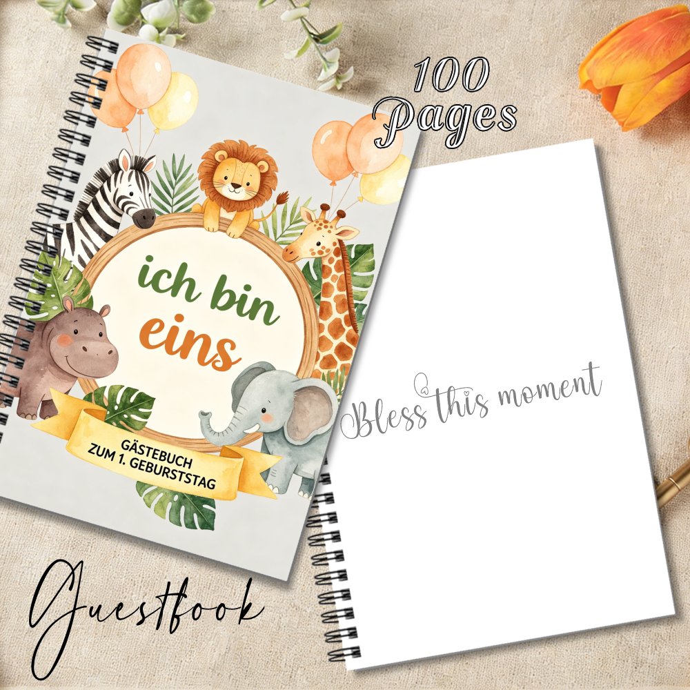 TEMU . Gästebuch mit Aquarell-Dschungel-Wildtier-Motiv, Nachrichten- Unterschriftenbuch, ideales Geschenk für Freunde & Familie, geeignet für
