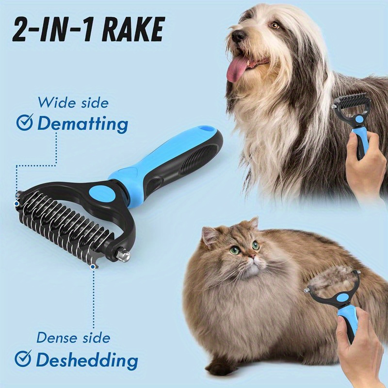 2pcs heavy duty pet grooming kit with metal comb brush long matte hair remover for dogs cats curly thick coat shedding detangling brush for   bichon frise shih tzu pomeranian dog brush for shedding and grooming dog comb for grooming dematting comb for cats shedding brush dog combs for grooming dog grooming combs dog brushes for shedding and grooming dog brushes for shedding and cleaning deshedding comb veterinary supplies   for animals Product details 1