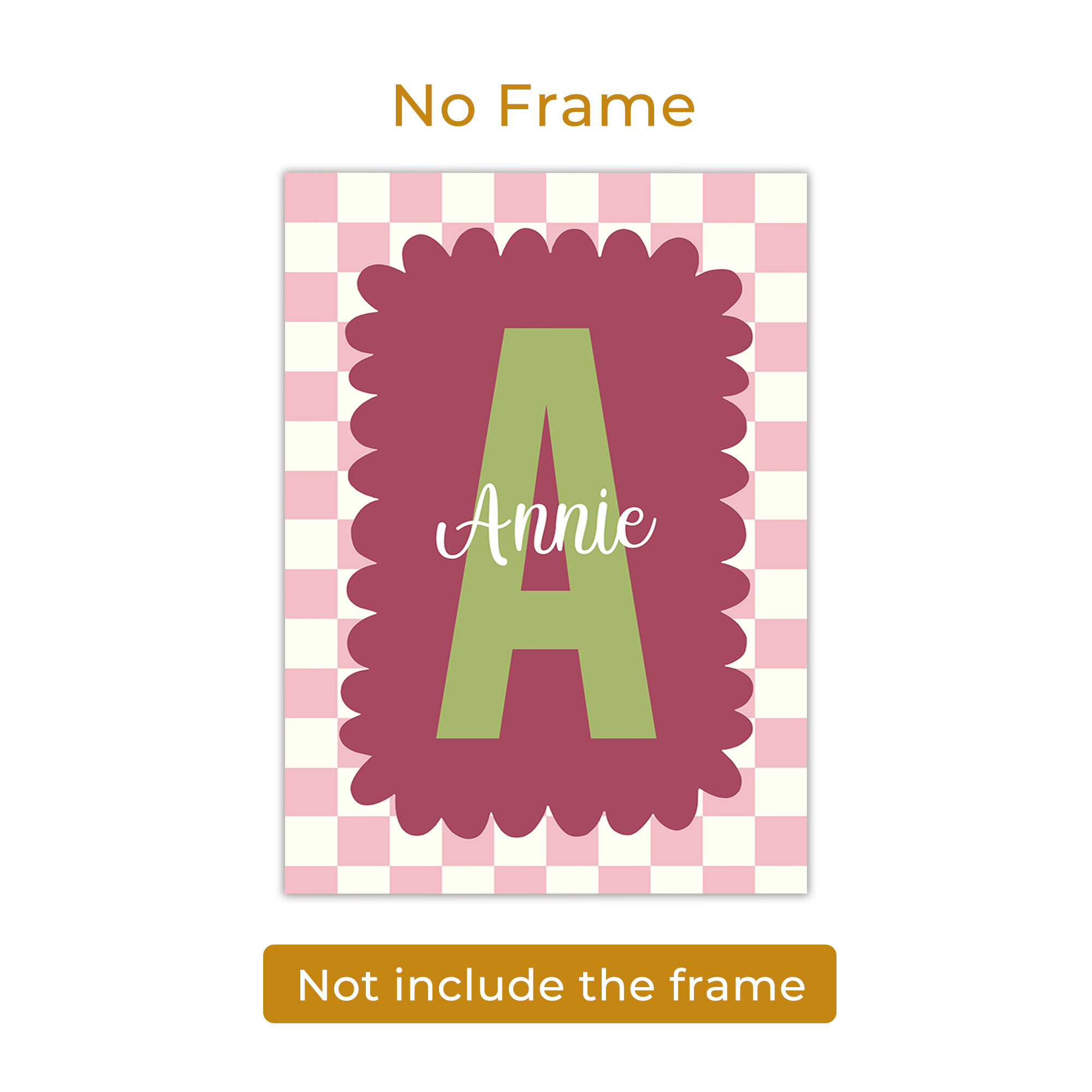 TEMU 2D Plat, 2D Plat, 1 stuks Gepersonaliseerde Cartoon Canvas Prints met Naam, Alfabet Schaakbord Ontwerpen voor Educatieve Doeleinden, Geschikt