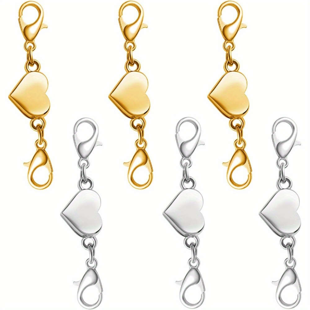 TEMU 925 Sterling Silver Heart Magnetic Clasp, Double Lobster Closure For Necklace Bracelet, Jewelry Making Connector