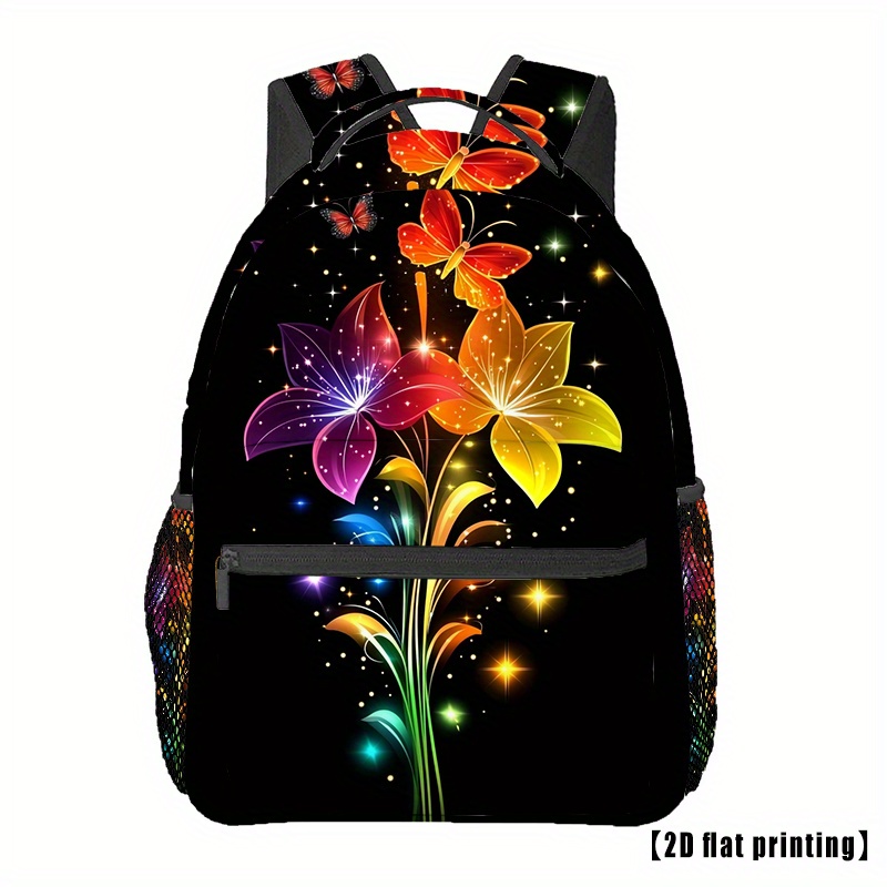 TEMU And Flowers (8) Unisex Outdoor Sports Backpack, Couples Travel Backpack, Strap Backpack For Men And Women, Suitable For Hiking, Beach, Travel,