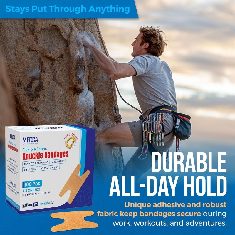 Flexible Fabric Bandages - Flex Fabric Adhesive Bandages Knuckle Bandages Finger Care and to Protect Wounds from Infection - Count Box
