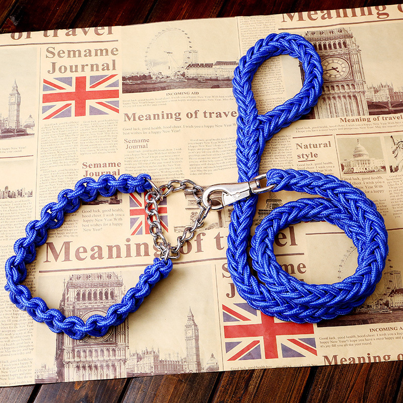Medium-Large Braided Dog Collar with Leash, Anti-Burst Design