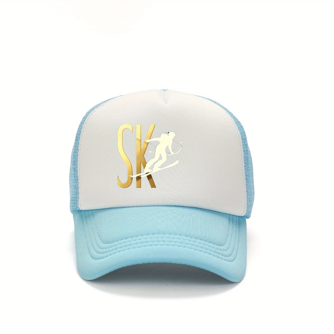 snapback baseball cap with sk print design polyester wear ideal gift for family sports cap casual headgear durable details 4