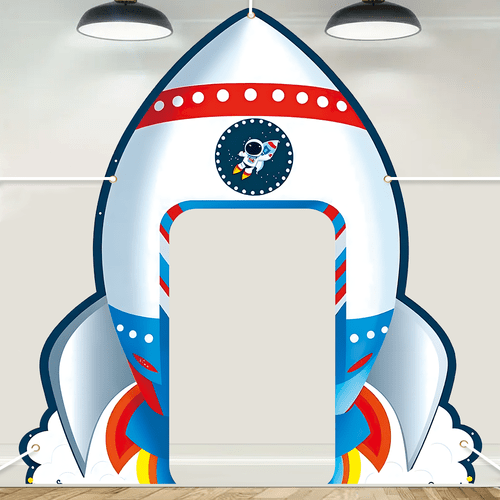 2d flat 2d flat banner 1pc space rocket birthday backdrop flag durable photography prop vibrant colors reusable indoor outdoor party decoration no electricity needed space themed party setup high quality printing event decor