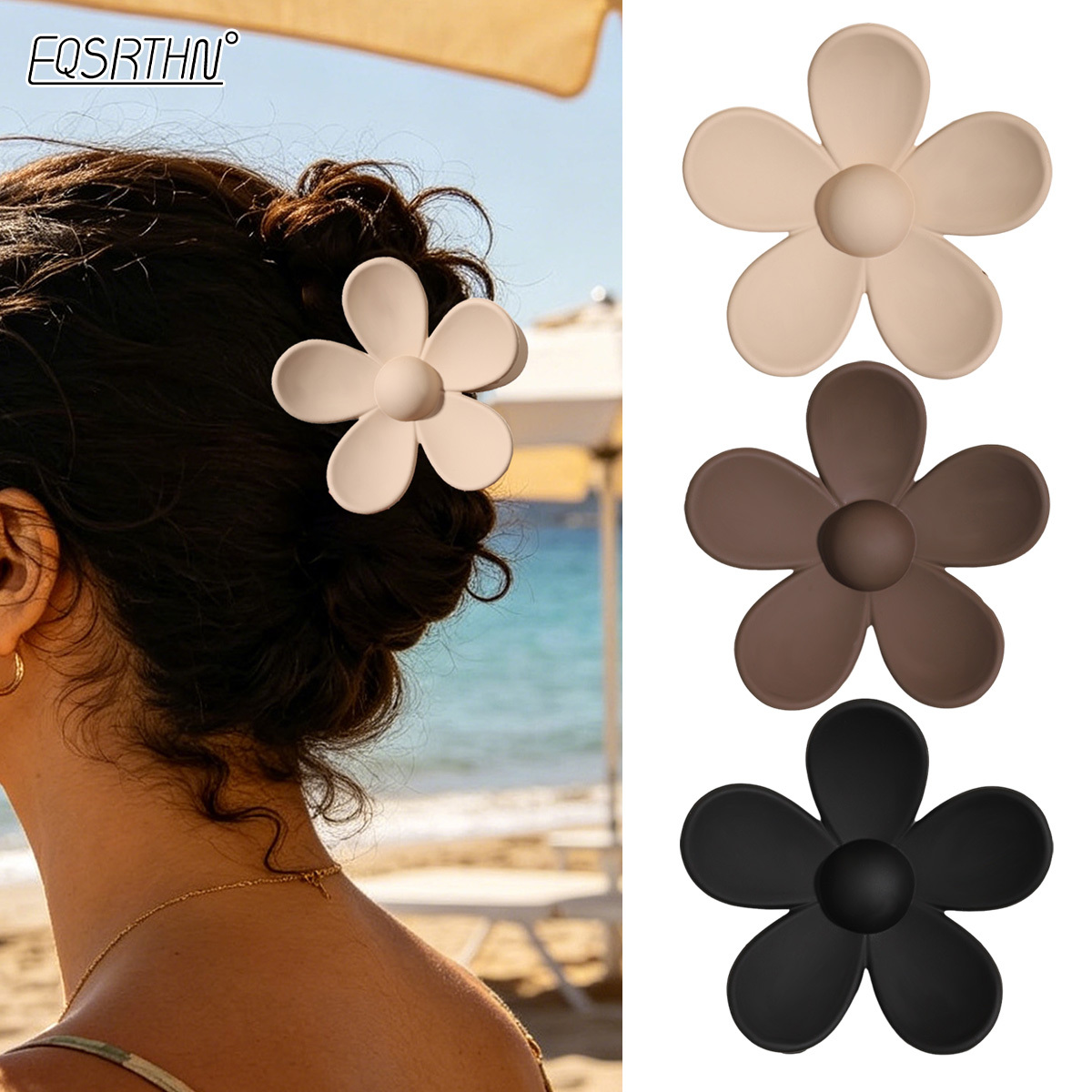 3pcs Flower Hair Claws Large Floral Jaw Clips