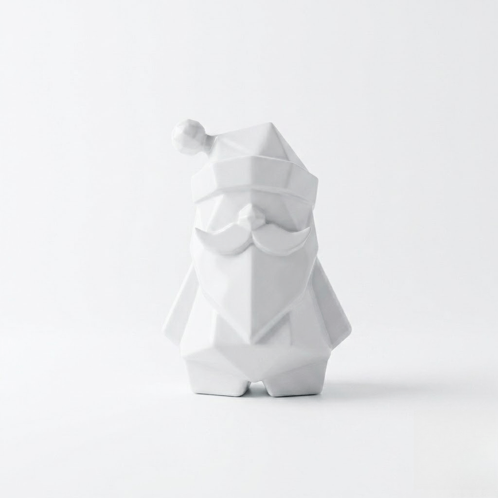 TEMU 1pc Low-poly Modern Santa Claus Figurine - Minimalist White Pet Sculpture Suitable For Christmas, Easter, Thanksgiving Decor, Space-saving Shelf