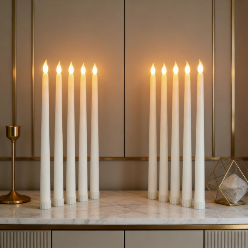 5er-Pack LED Geruchlose Kegelkerzen – Batteriebetriebene lange Kerzenständer, glitzernder * runde Tischkerzenhalter für Zuhause, Valentinstag, Ramadan, Neujahr, Dinnerpartys und Hochzeiten