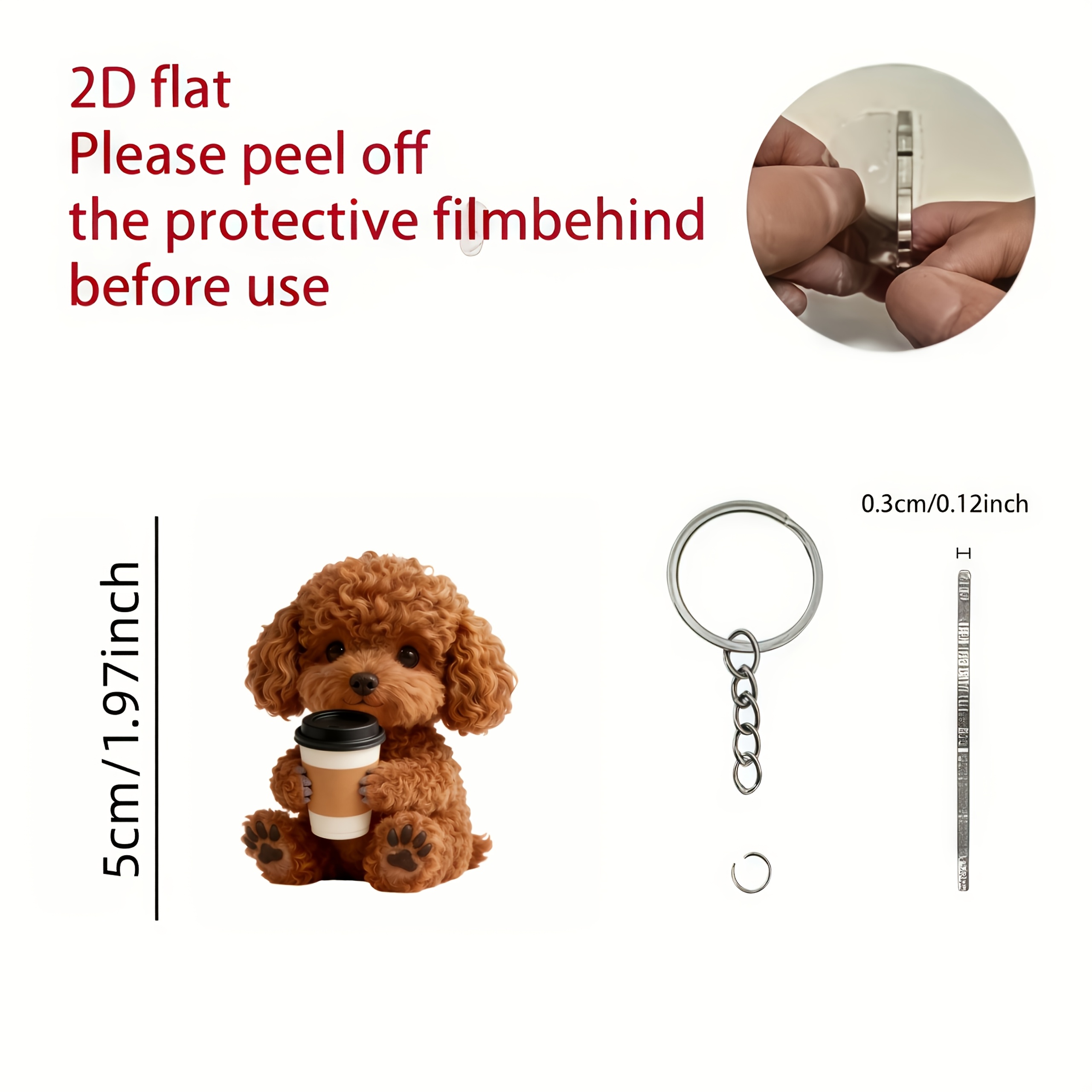 TEMU 2d Flat - 2dflat 1pc Cute Coffee Acrylic Keychain - 's Fashion Accessory, Ideal Birthday Or Valentine's Day Gift For Women And Teens -