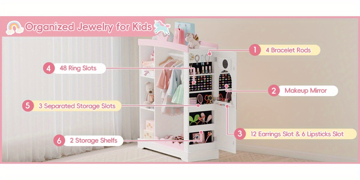kids jewelry cabinet dress storage shelves - Temu