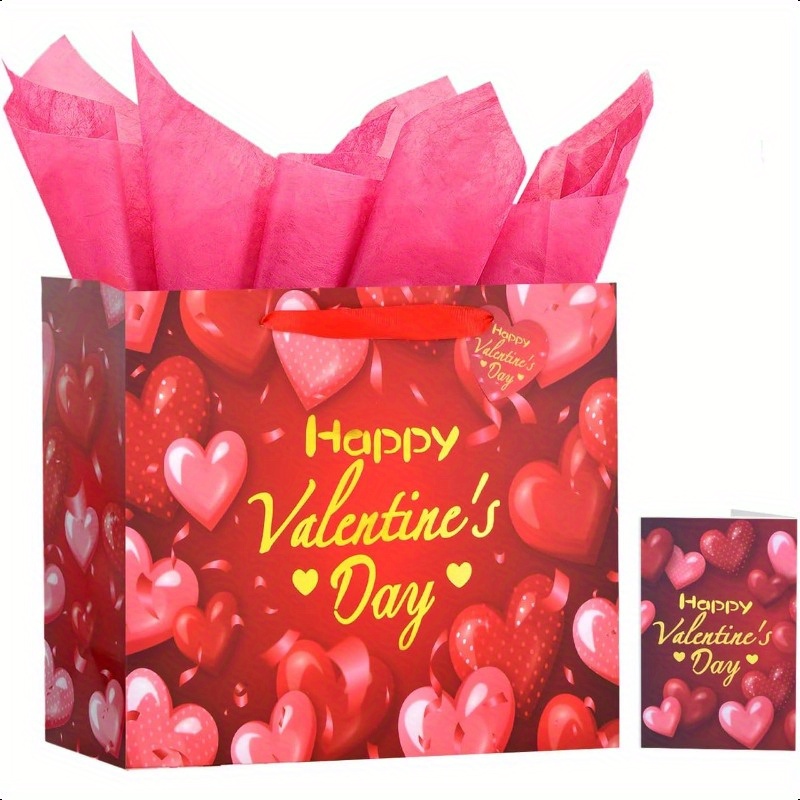 

13" Valentines Gift Bags Valentines Bags With Wrapping Paper Valentines Day Gift Bags For Him Her Boyfriend Girlfriend Classroom Valentines Gift For Men Woman