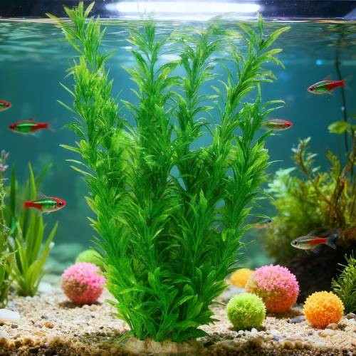 1pc large size fish tank green artificial aquarium plants non toxic durable plastic decoration no maintenance needed suitable for floor standing fish tank ornaments accessories home and office decoration realistic handmade aquatic plant l