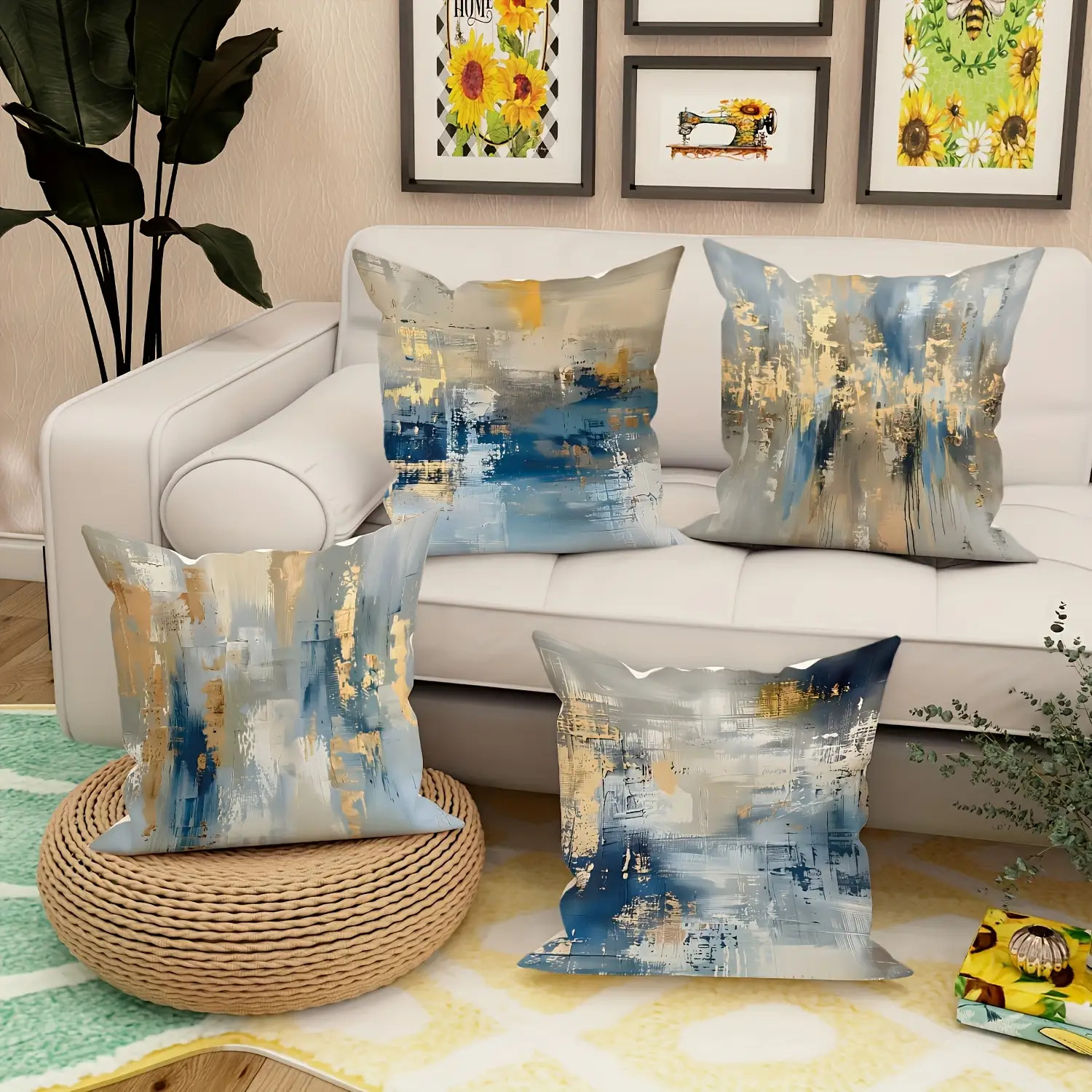 4pcs modern abstract pattern pillow covers, machine washable, zipper closure, polyester fiber, double-sided printed, ideal for car, farmhouse, bedroom, living room sofa - decorative pillow covers|abstract pattern pillows|polyester fiber pillows Product details 0