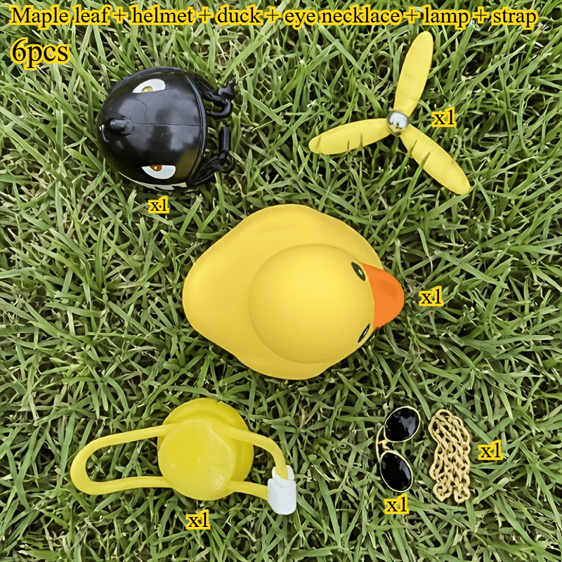 6pcs Set Of Yellow Duck Bicycle Handlebar Decoration Combination Set - Modern Colorful Duck Additions, Suitable For Motorcycles, Mountain Bikes,
