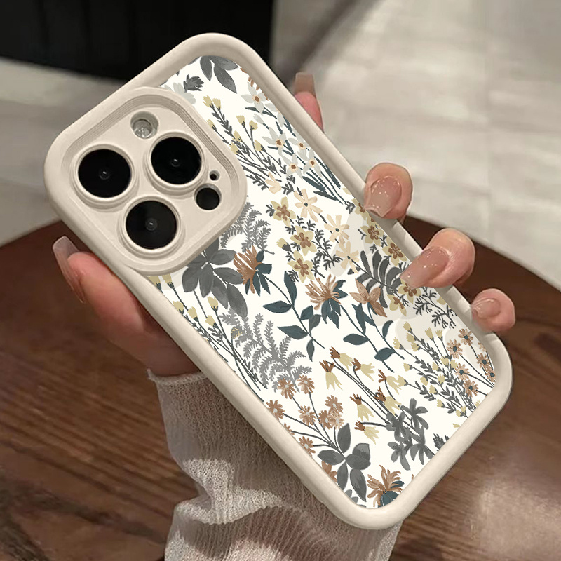 Vintage Floral Art Phone Cover - Soft Silicone, Shockproof, Full-Body Protection for iPhone 16 Pro Max, 15 Plus, 14, 13, 12, 11, XR