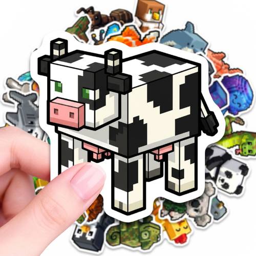 50pcs pixel chicken cartoon stickers durable features pixel scratch proof material design decorate notebook water bottle