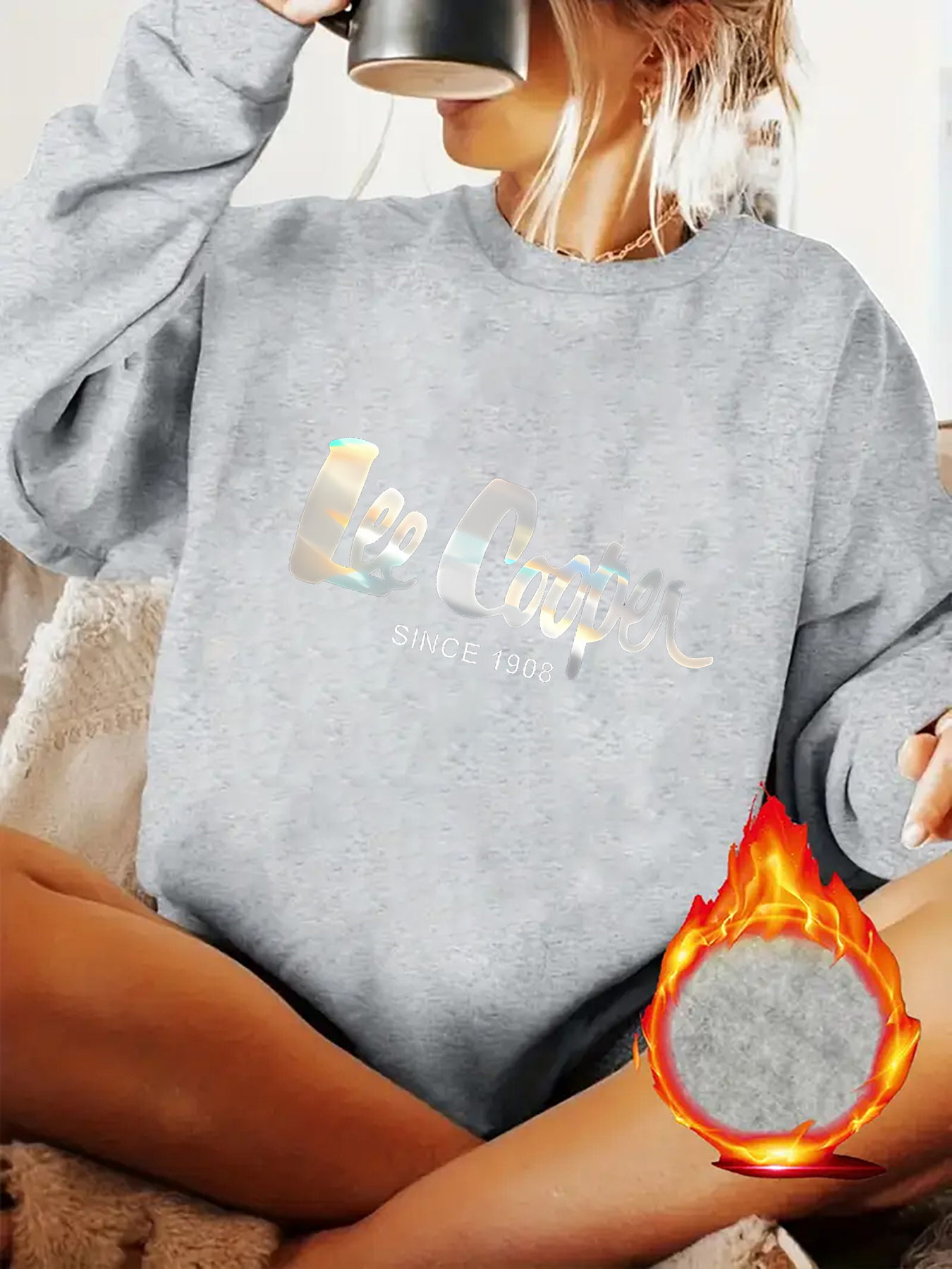 1 pièce Haut surdimensionné rose pour femmes Y2K avec inscription de bout en point - Pull ample à col rond, lavable en machine et adapté aux saisons (pas d'utilisation sèche)