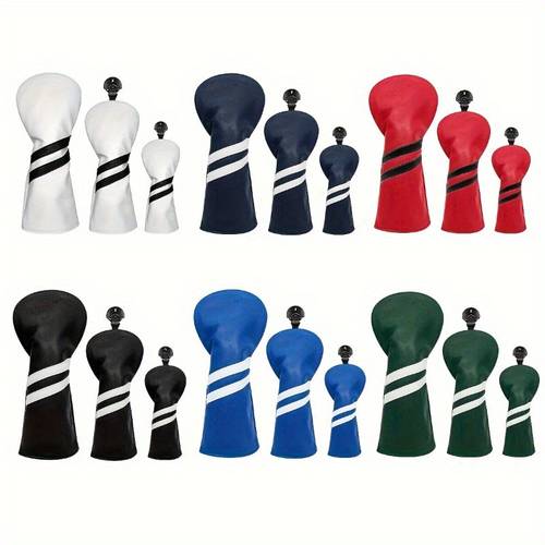 a set of headcovers for golf clubs including a driver 5 wood and wood