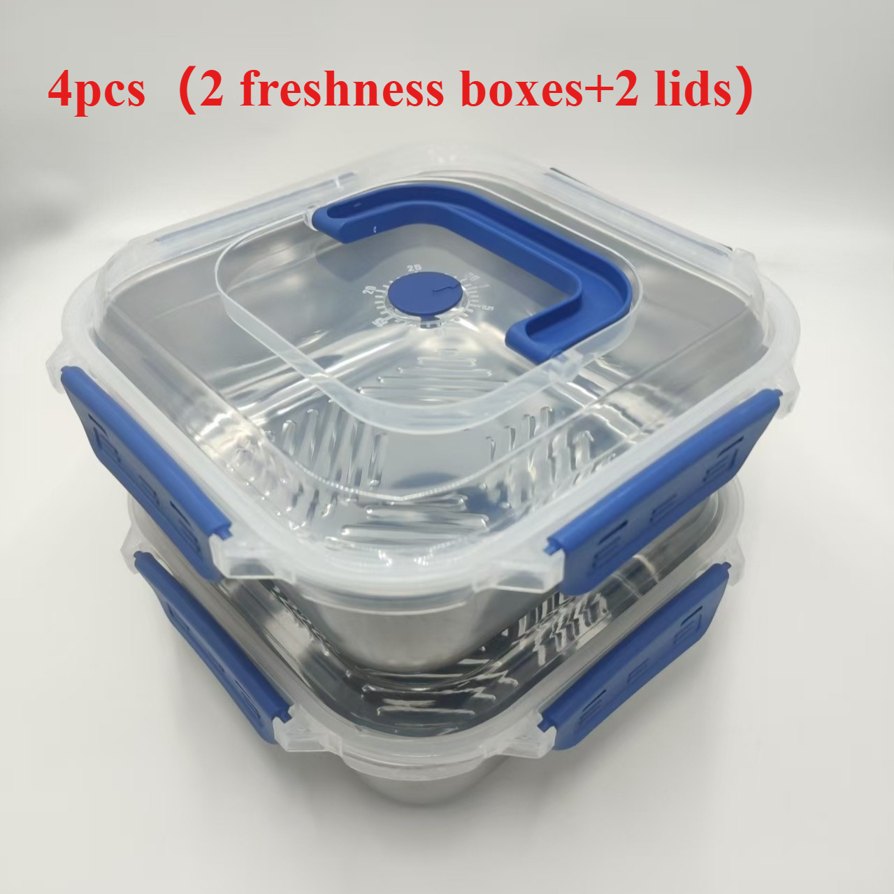 TEMU 4pcs 2 Freshness Boxes+2 Lids Stainless Steel Food Storage Containers, 57.49oz, Leakproof, Stackable, Universal Fit For Outdoor Cooking & Meal