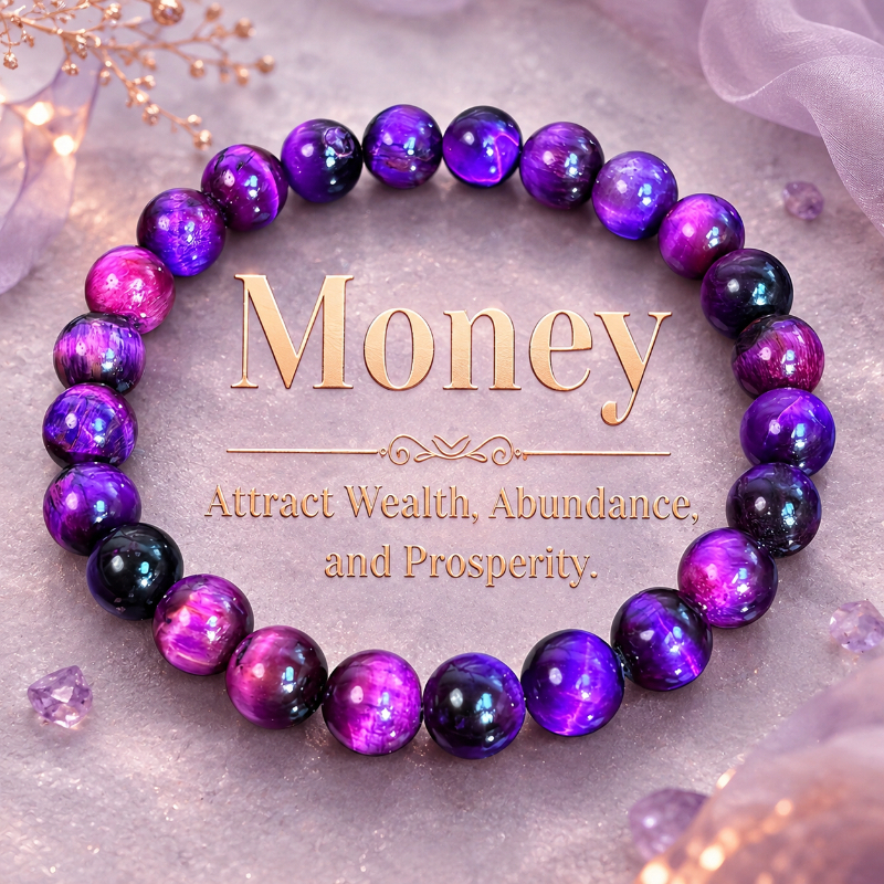 TEMU Bracciale in Occhio di Tigre Viola, Occhio di Tigre, Porta e Fortuna, Perfetta per e
