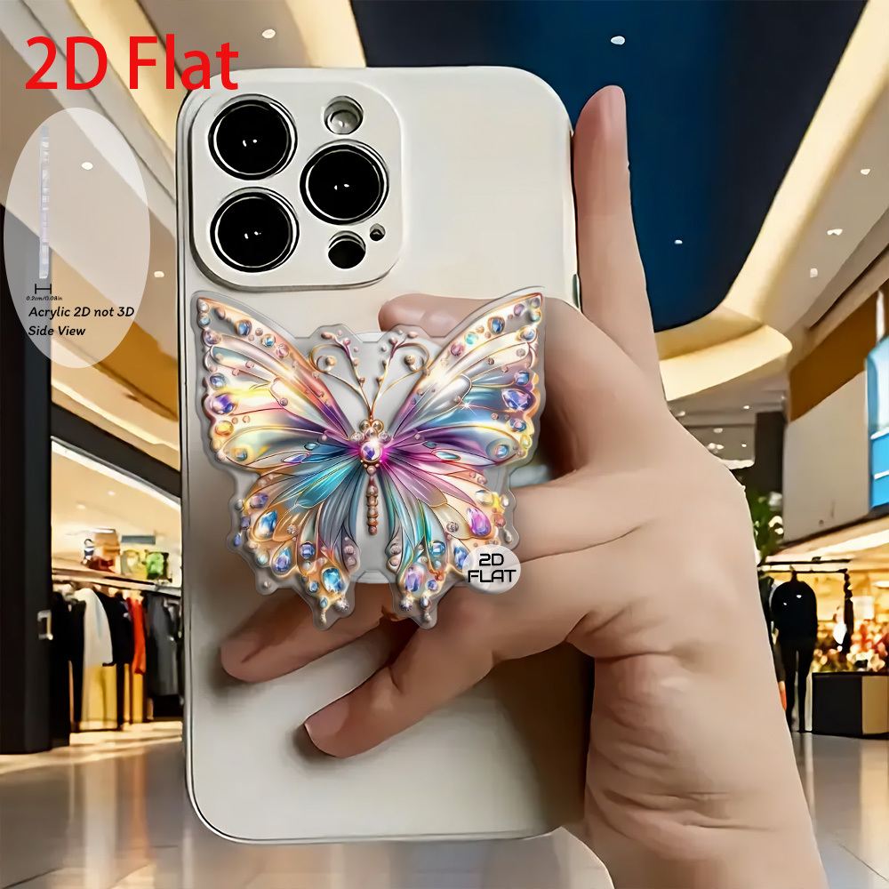 TEMU [2d Flat]fashionable Gemstone , And Acrylic Retractable Phone Stand, Phone Stand[2d Flat], 2d Flat