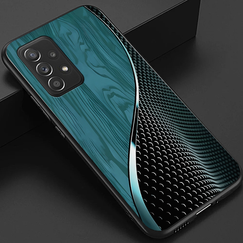 TEMU Phone Case - Case For Galaxy A52 A52s Phone Case, Stylish Black Green Brown And Scales Pattern Glossy Glass Back Cover Business Gift