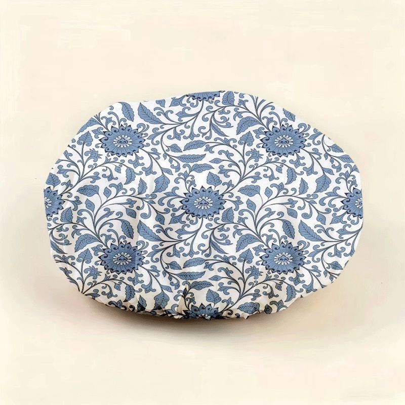 TEMU 1pc Blue Flower Vintage Pattern Shower , Blue And White Porcelain Style Shower For Women, Home Bathing Shower , Reusable Hair Bath Accessory