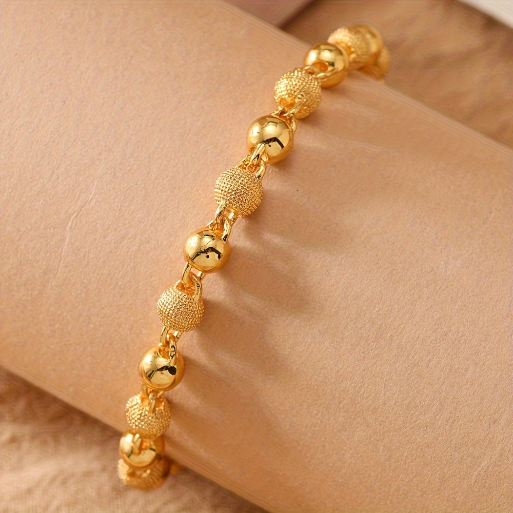 TEMU 1pc Elegant 18k Golden Plated Women's Bracelet - Hypoallergenic, Adjustable Size Engraved, Suitable For Daily Wear, Party, And Best Friend Gift