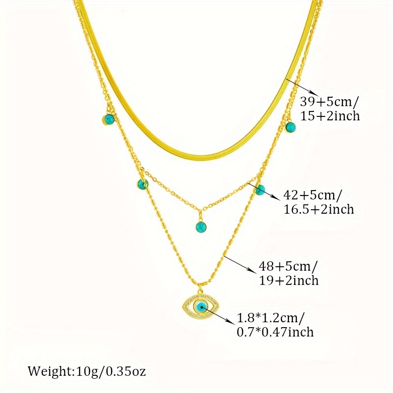 Women's 18K Gold Plated Eye Pendant Necklace with Turquoise