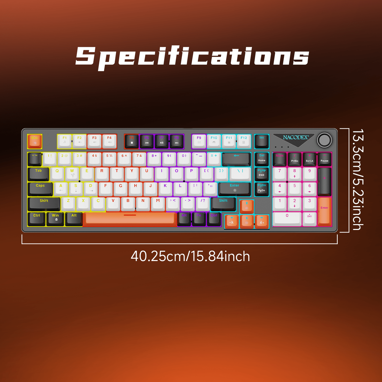 imagen del artículo teclado mecánico   nk98 con cable | teclas retroiluminadas de triple capa abs,   de volumen de metal,     de barco, disponible con switches / ,   intercambiable