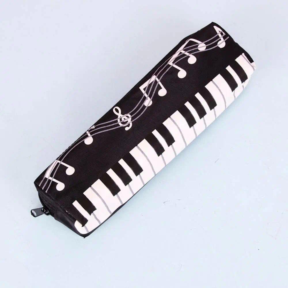 TEMU 1pc Liushaduola Piano Keyboard Pencil Case Suitable For Piano Students, Large Capacity Oxford Cloth Zippered Pen Holder With Piano Keys & Music,