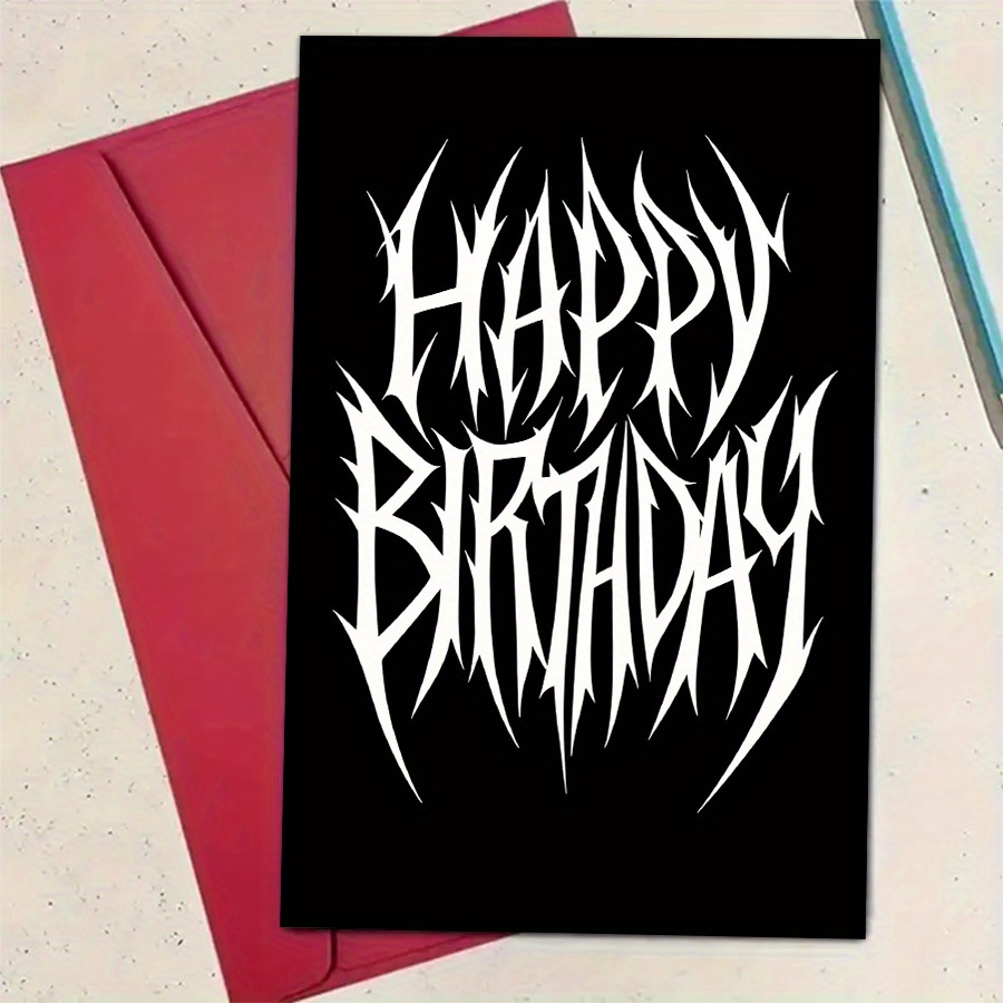 TEMU 1pc Happy Birthday Gothic Style Greeting Card, Gift, Unique Gift, Envelope Card For Special Occasions
