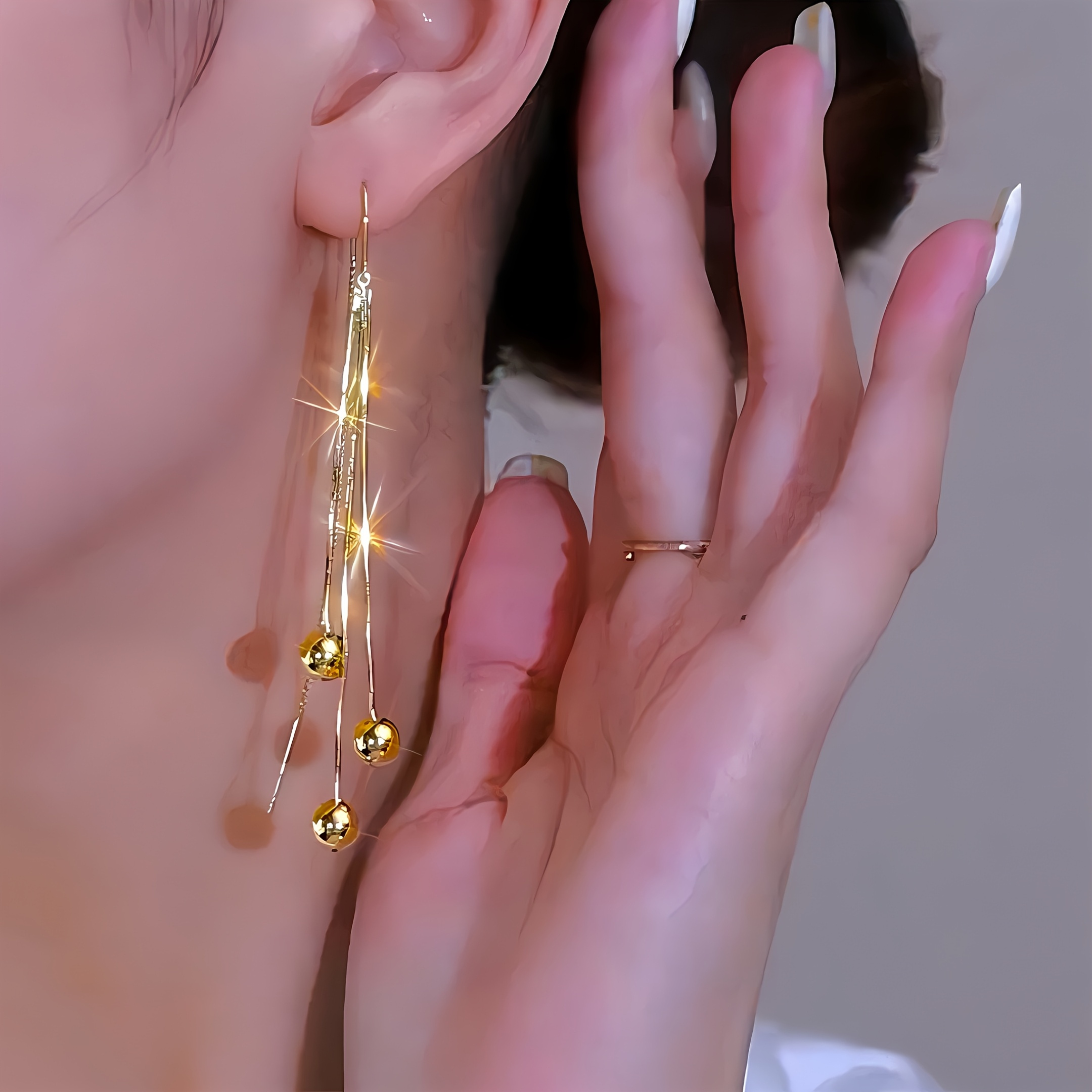 E-shop Hypoallergene Edelstahl-Quastenohrringe, vergoldet, verblassungsresistent, bequem vielseitig, schlicht elegant, hochwertige Ohrringe für Damen,