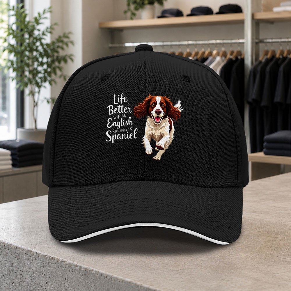 TEMU 1pc Spaniel Print Duckbill Cap Suitable For Weddings, Parties, Birthdays - Lightweight Adjustable Baseball Hat With Spaniel Dog, For Men &, For