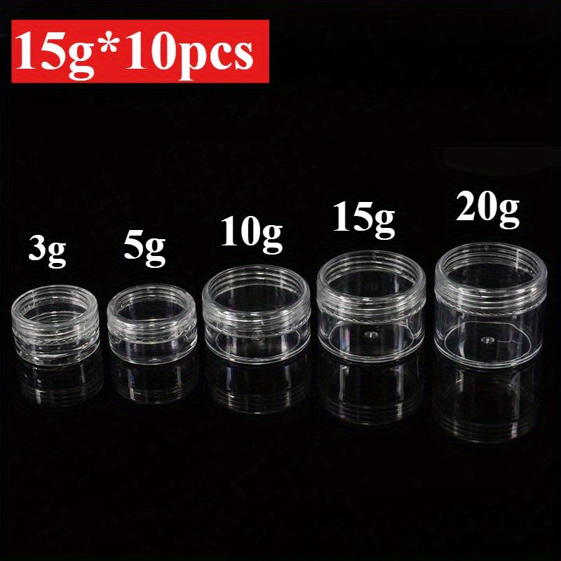 Image of Mini Clear Cosmetic Jars With Twist-on Lids - Odorless Plastic, Transparent Containers For Nail Art & Creams - Travel & Sample Storage, Nail Art Containers|cylindrical Containers| Lid Feature