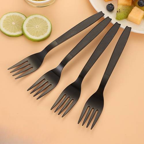 61pcs high end black long handled forks dessert cake forks fruit salad forks suitable for wedding christmas party decoration enhancing table aesthetics catering commercial use