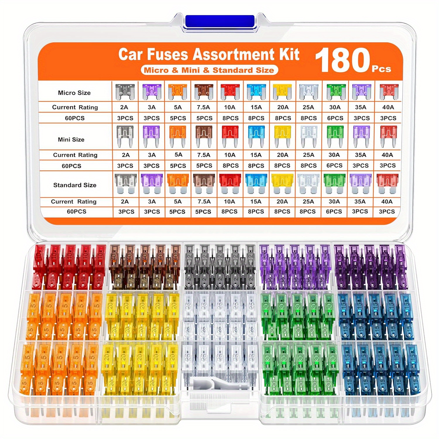 TEMU A Set Of 180 Automotive Fuses Including 60 Automotive Fuses 60 Standard Blade Fuses 60 Fuses And 1 Puller With 11 Specifications 2a 3a TEMU A Set Of 180 Automotive Fuses Including 60 Automotive Fuses 60 Standard Blade Fuses 60 Fuses And 1 Puller With 11 Specifications 2a 3a