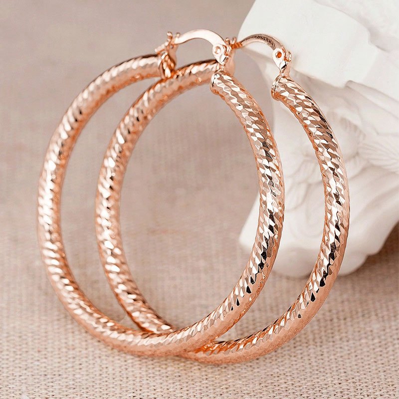 TEMU Personality Fashion Hoop Earrings For Women Casual Party Rose Golden Exaggerated Earrings Jewelry
