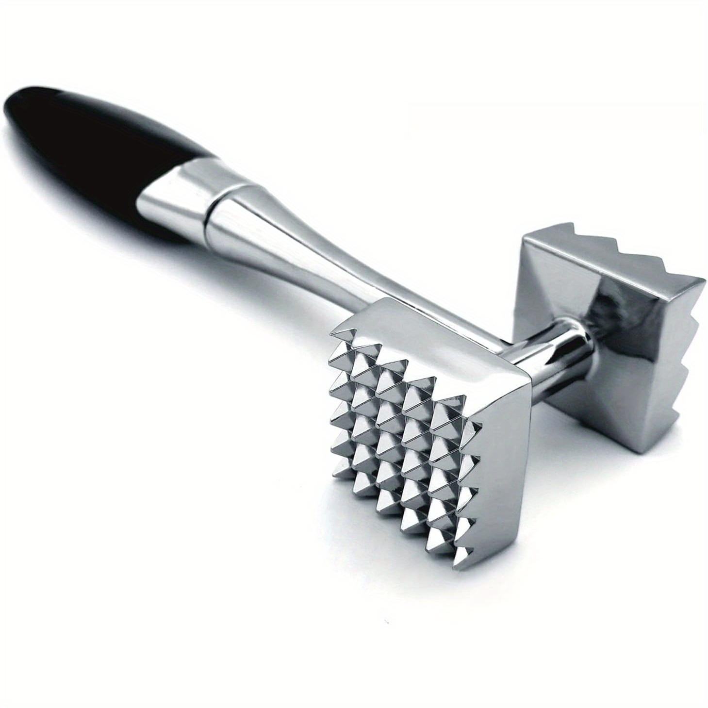 TEMU 1 Stainless Steel Meat Hammer, Kitchen Tool, Heavy-duty Durable Double-sided Design For Tenderizing Steaks, With A Comfortable Rubber Handle
