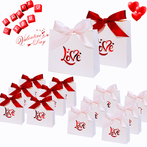 high quality 12 24 piece heart gift boxes with bows in pink red ideal for valentines day weddings small gift pouches for anniversaries birthdays wrap gifts create holidays