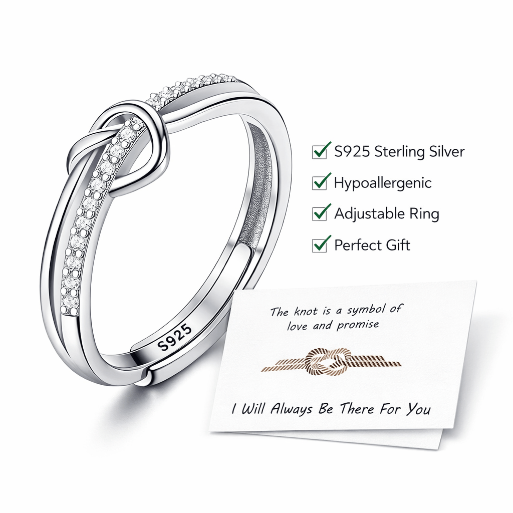S925 Sterling Knot Ring Adjustable Cz Promise Ring For Women Romantic Gift Jewelry