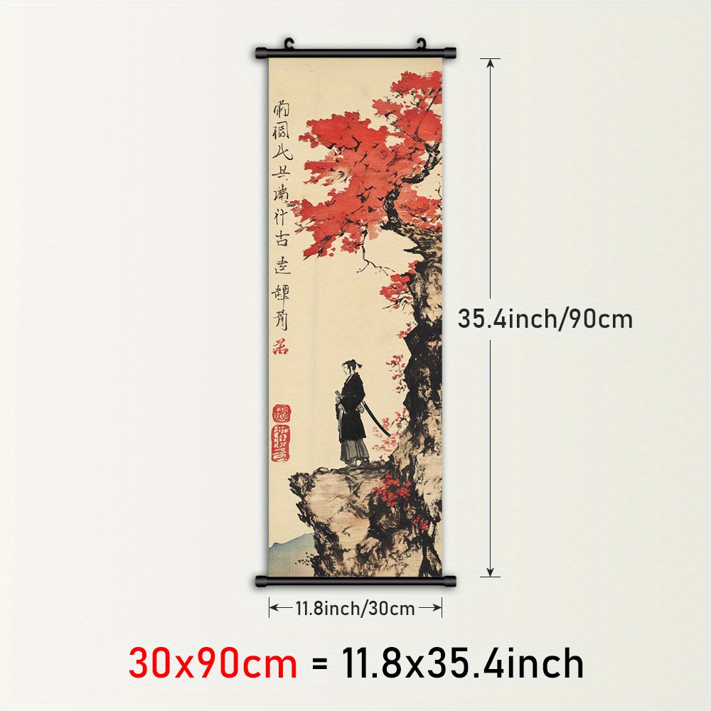 E-shop Anime--Rahmenrolle zum Aufhängen - Japanische Moderne Klassik Leinwand-Wandkunst mit Rotem Laub & Asiatischer Landschaft, Kunststoffrahmen &