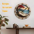 12 inch beach sunset serenity wall clock silent non ticking movement nature inspired coastal art with seashell fiberboard round clock for living room bedroom office decor perfect gift aa battery not included beach decor bedroom decoration textured finish