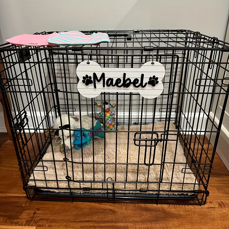 1pc Personalized Dog House Nameplate, Dog Door Sign, Custom Pet Name, Bone-Shaped Cage Tag, Name Tag with Paw Print, Custom Gift for Cat And Dog Lovers, Cage Nameplate