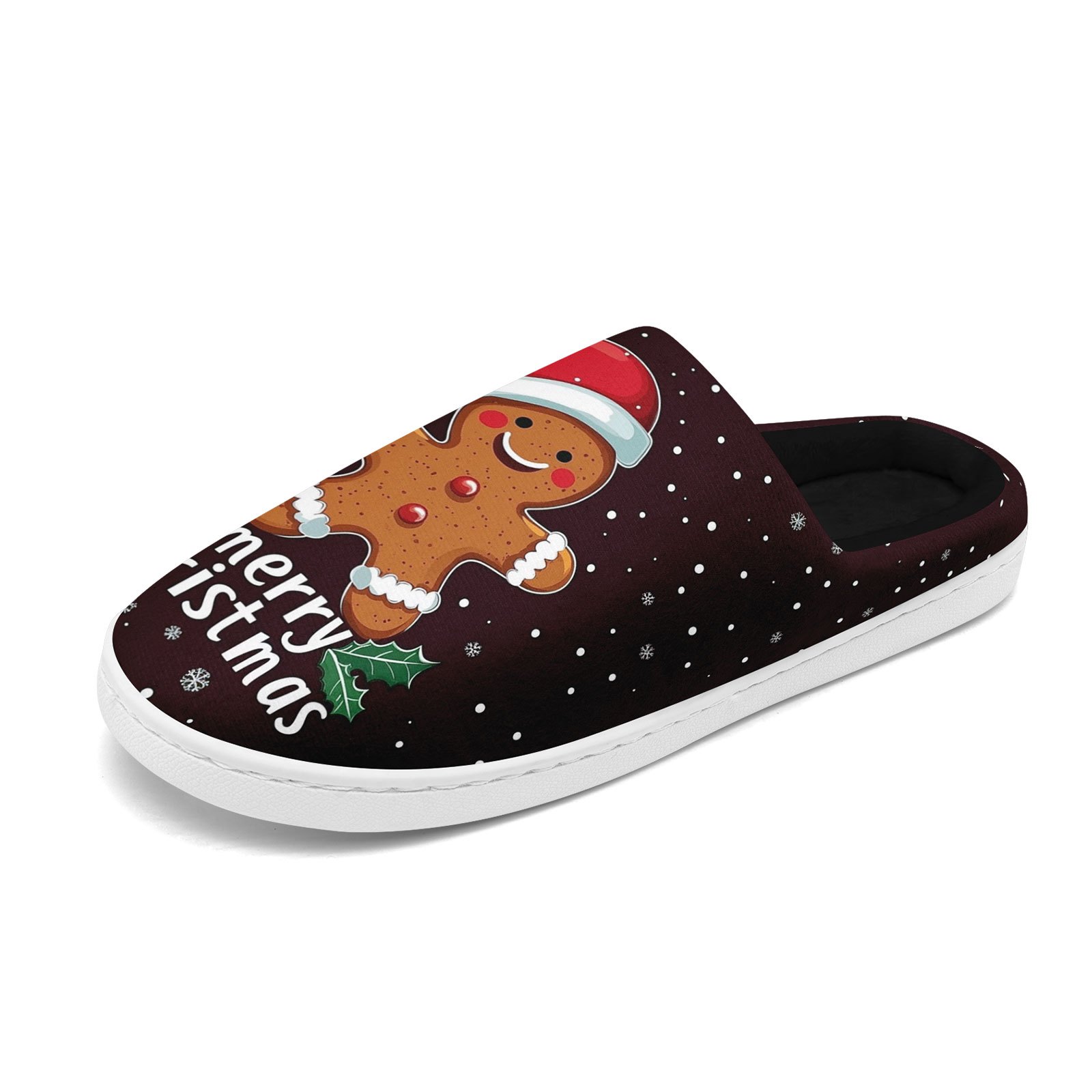TEMU Zapatillas de Casa para Hombre con Forro de Felpa - Estampado de de Jengibre Navideña, Calzado y Casual, Zapatos de Pareja Cálidos y Suaves para